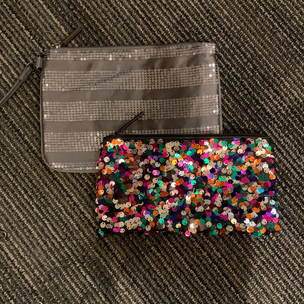 Glam Sequin Zip Pouch Set ✨ Sparkle Cosmetic & Evening Clutches